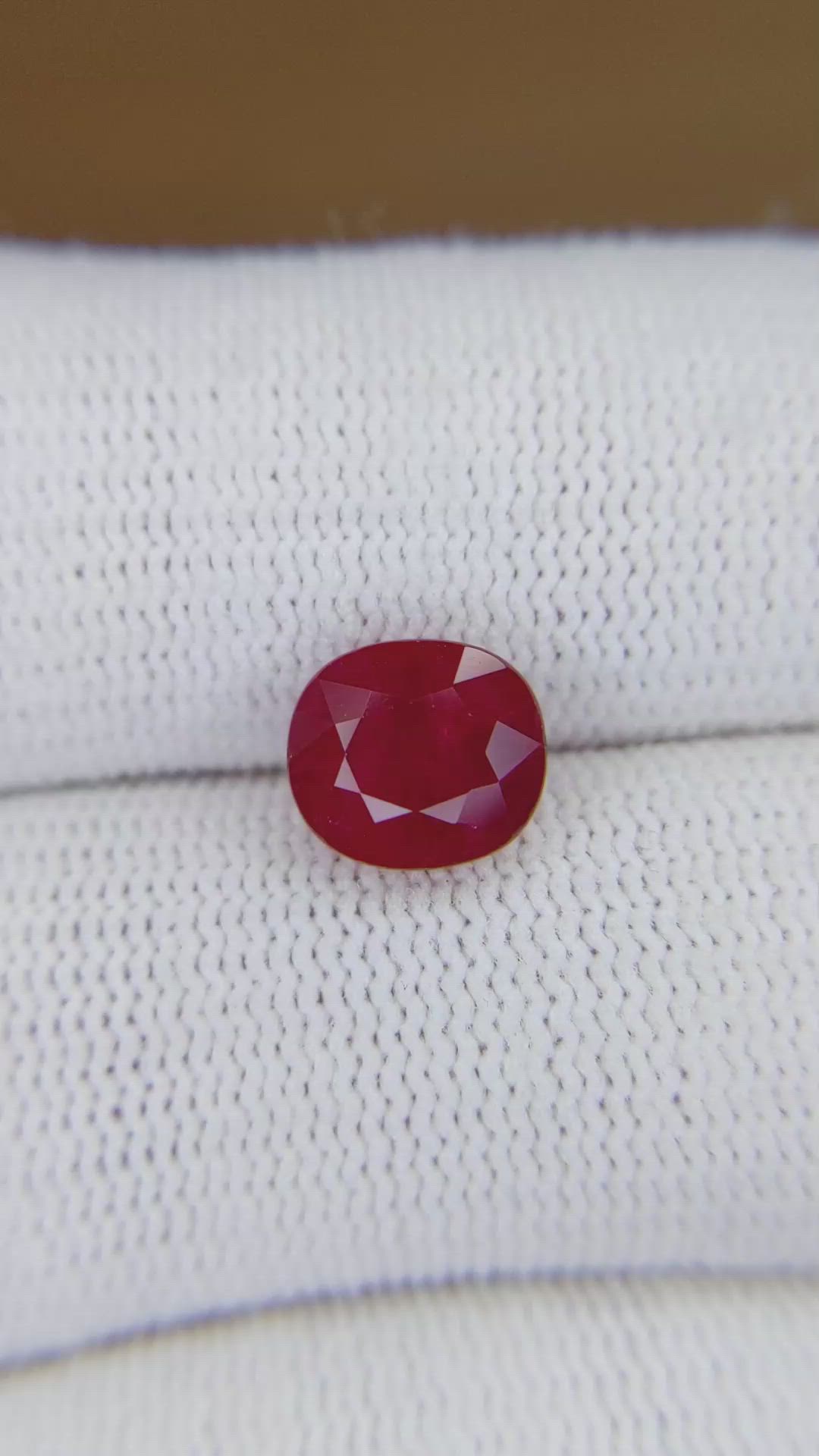 3.05 Ct. Purplish Red Ruby from Mozambique Size Video