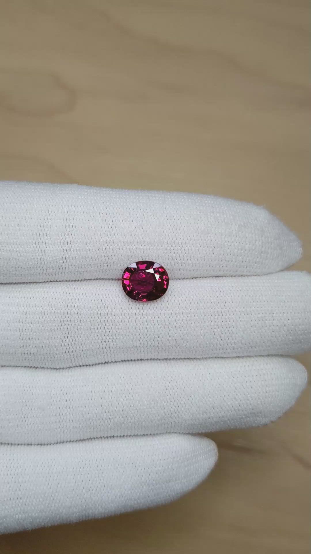 3.04 Ct. Purplish Red Ruby from Mozambique Size Video