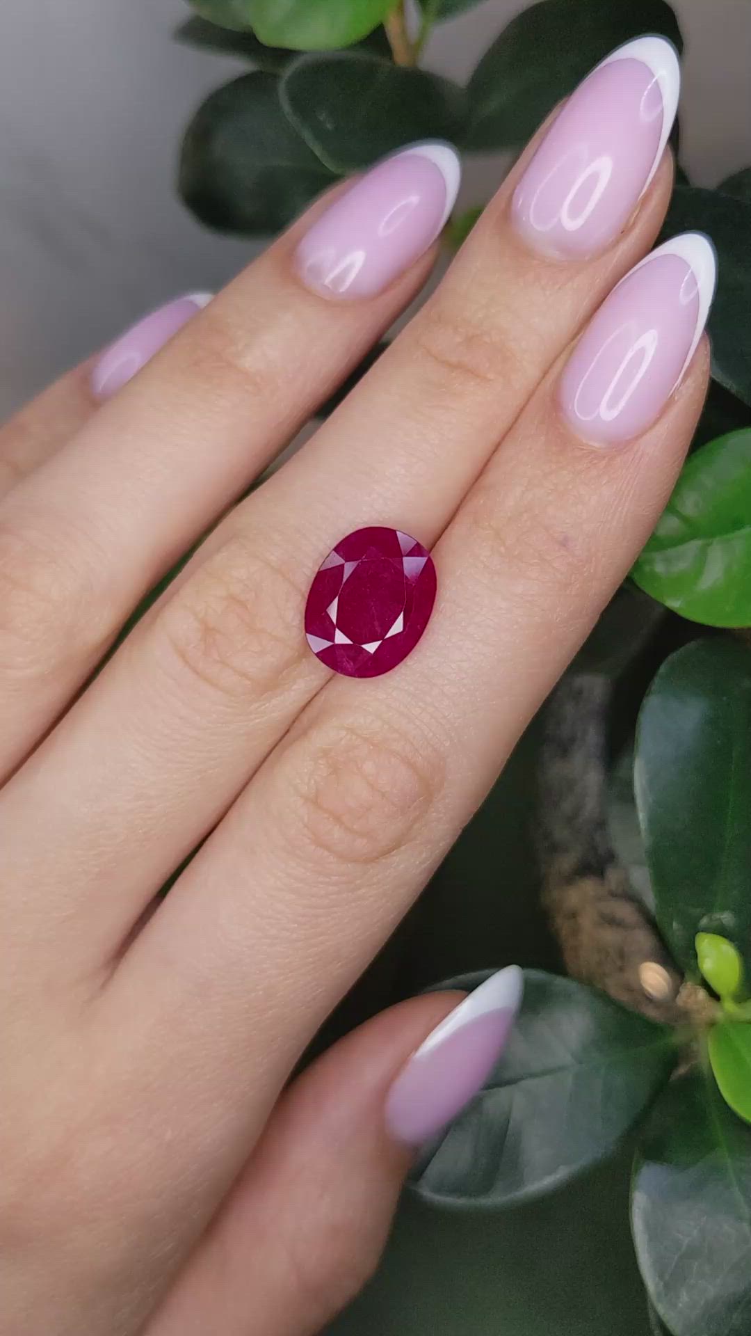 7.06 Ct. Pinkish Red Ruby from Mozambique Size Video