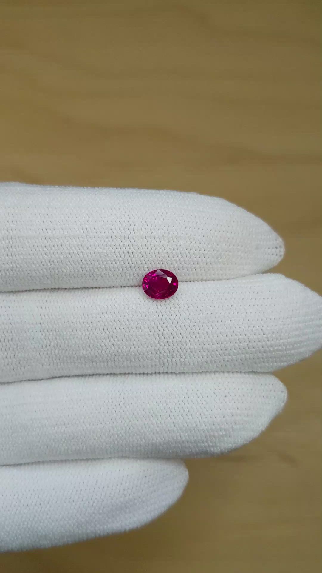 1.01 Ct. Purplish Red Ruby from Burma (Myanmar) Size Video
