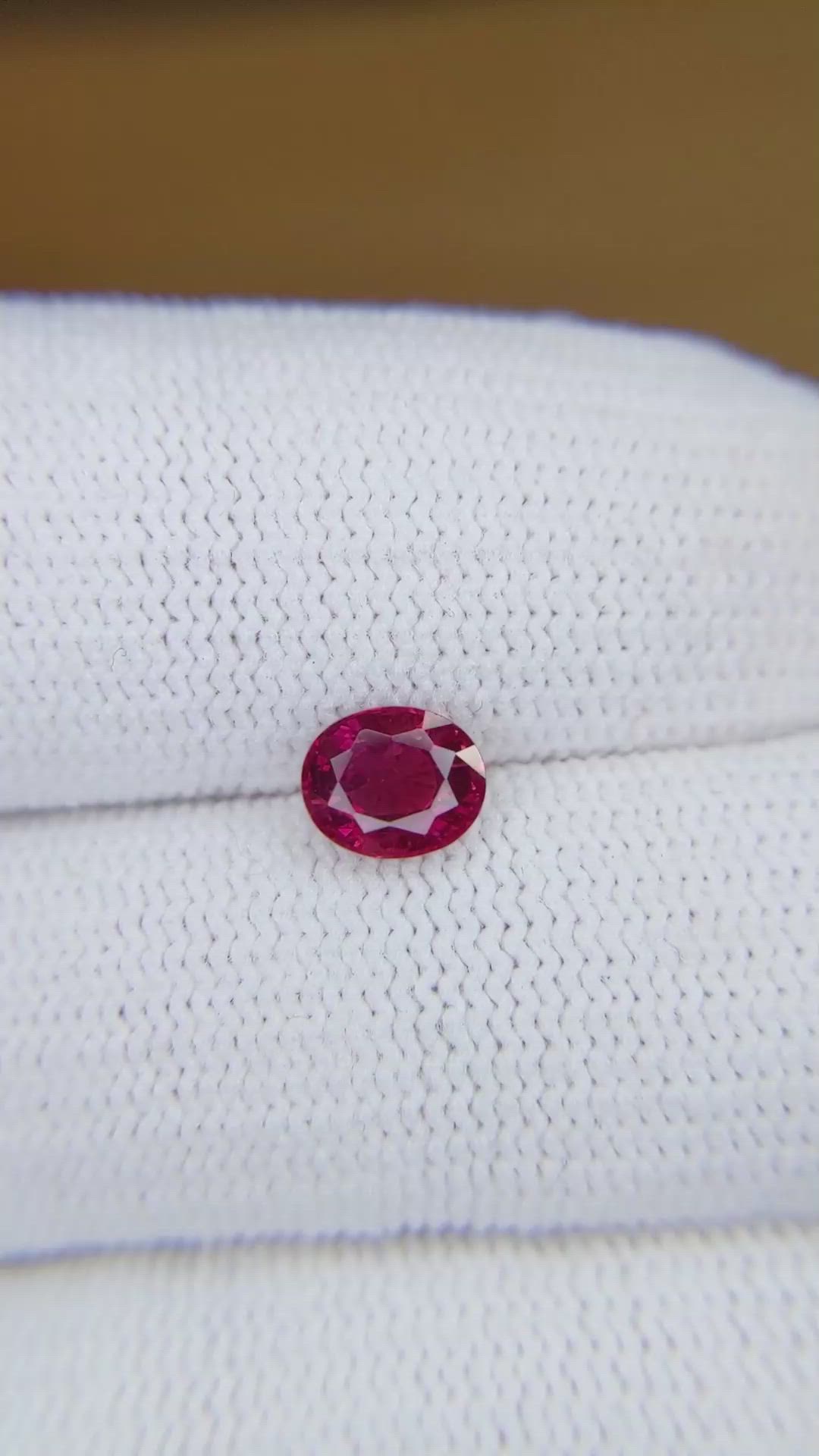 1.01 Ct. Purplish Red Ruby from Burma (Myanmar) Size Video