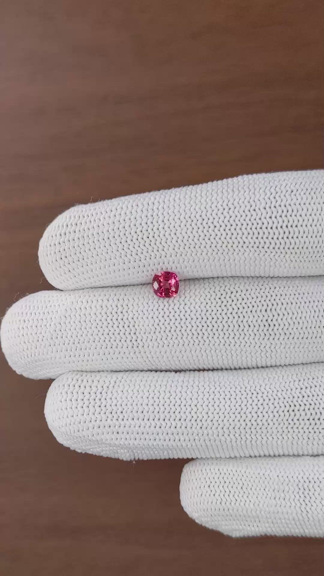0.59 Ct. Orangish Red Ruby from Tanzania Size Video