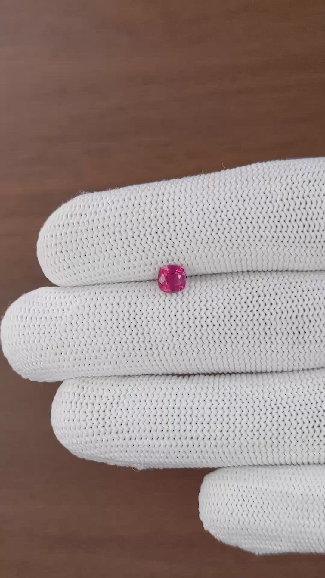 0.64 Ct. Pinkish Red Ruby from Tanzania Size Video
