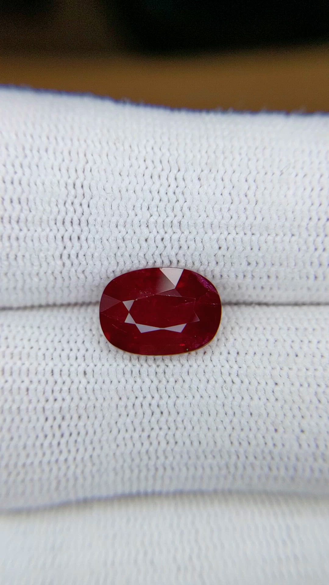 3.47 Ct. Purplish Red Ruby from Mozambique Size Video