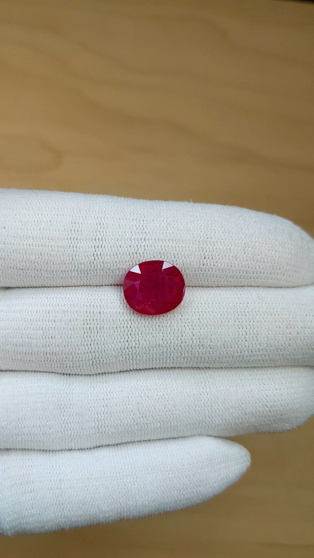 6.32 Ct. Pinkish Red Ruby from Mozambique Size Video