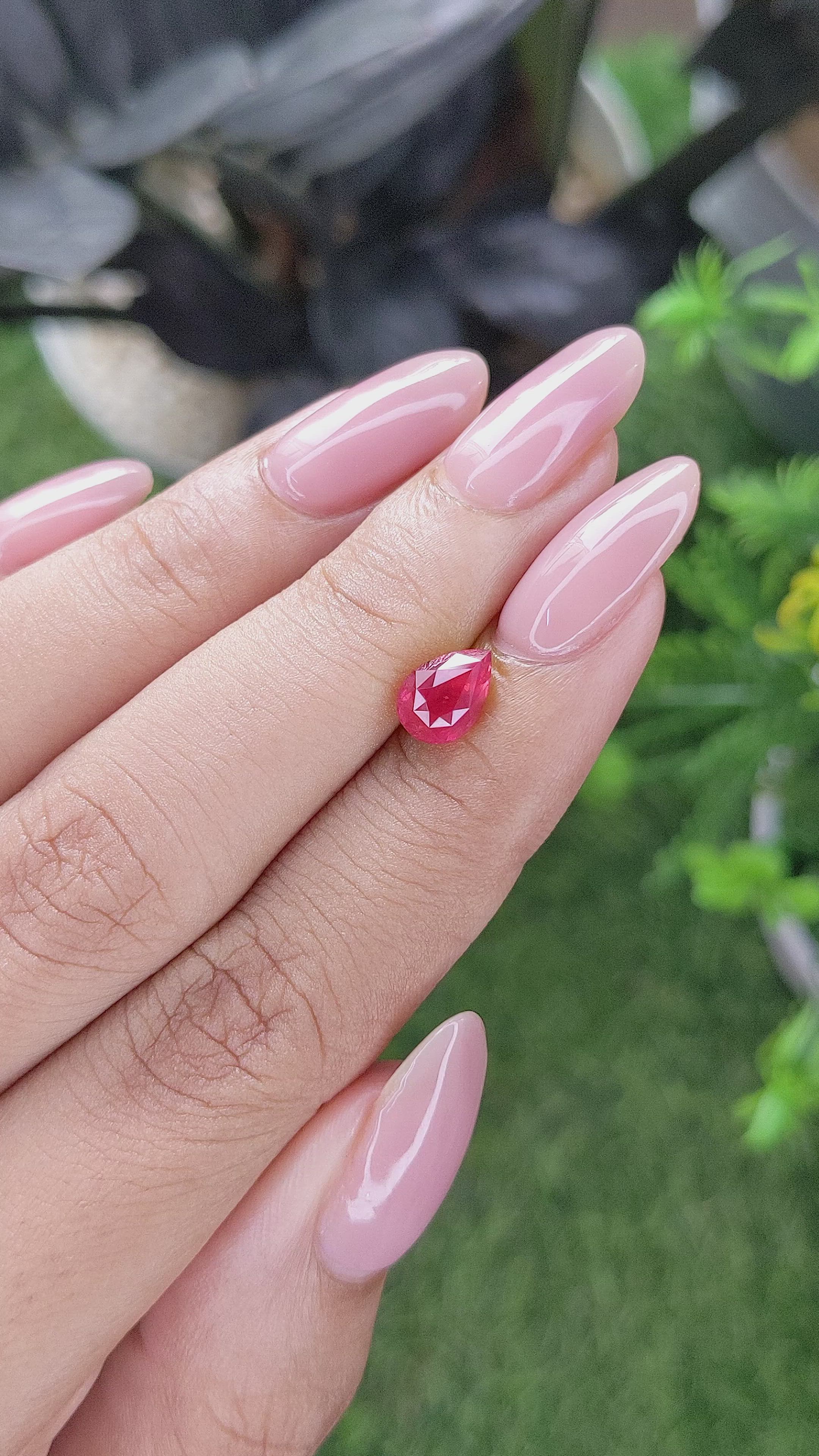 1.54 Ct. Pinkish Red Ruby from Mozambique Size Video