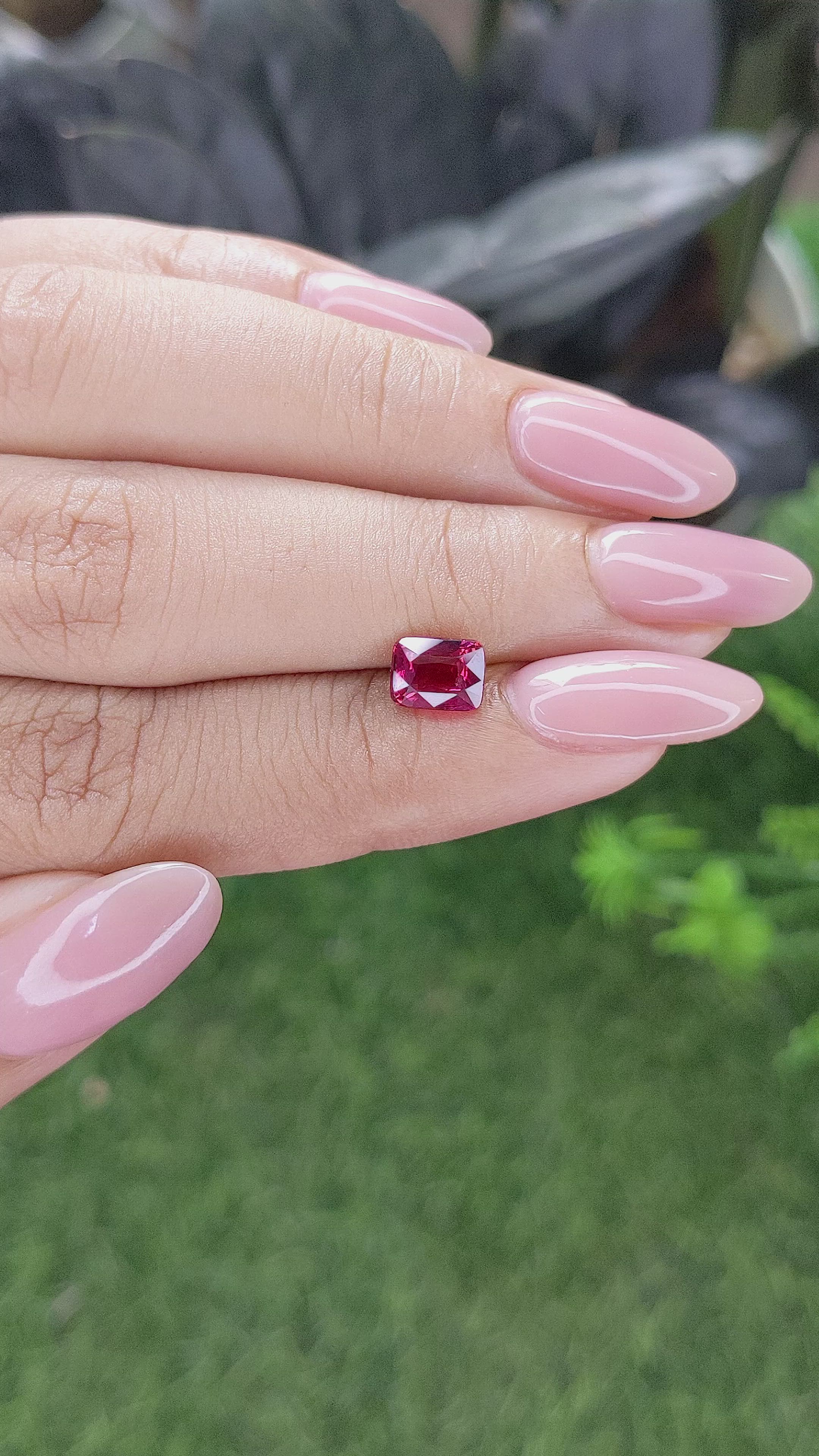 1.55 Ct. Purplish Red Ruby from Mozambique Size Video