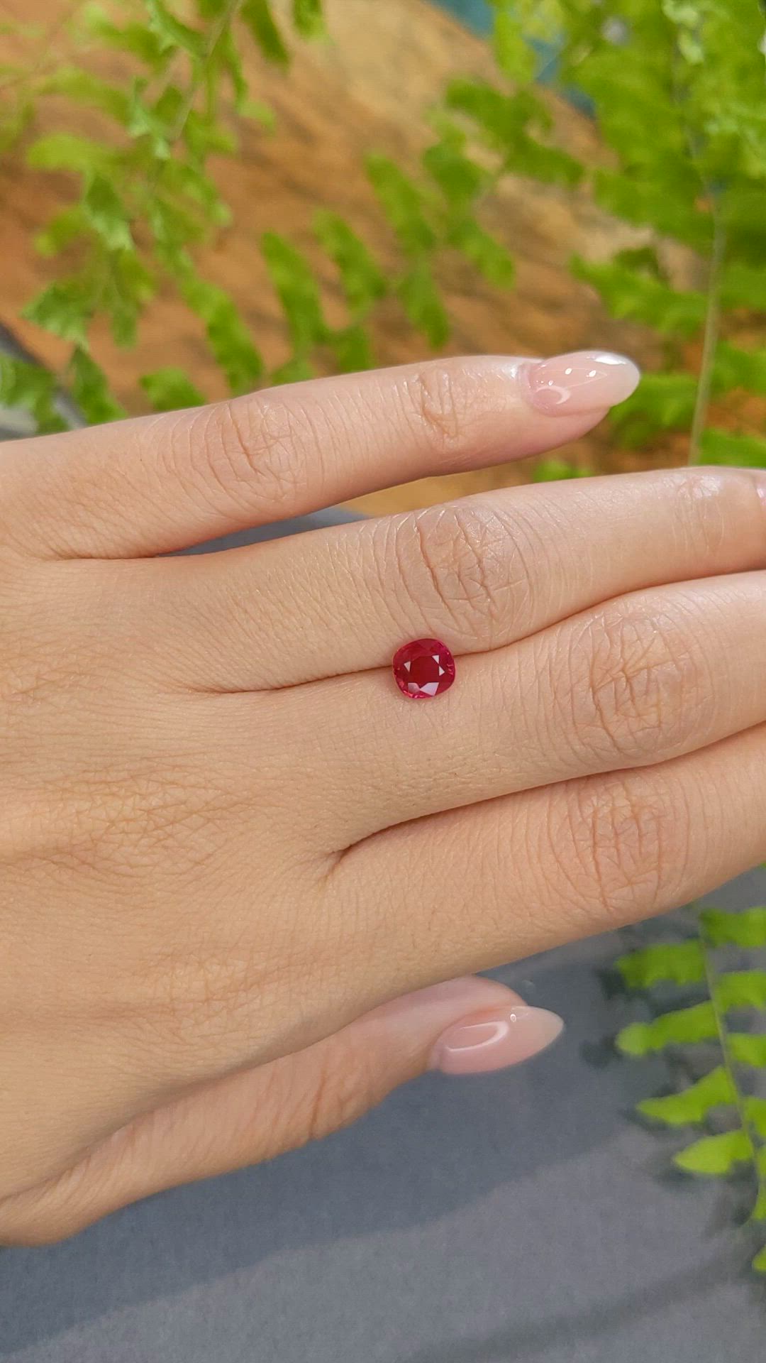 1.01 Ct. Pinkish Red Ruby from Mozambique Size Video
