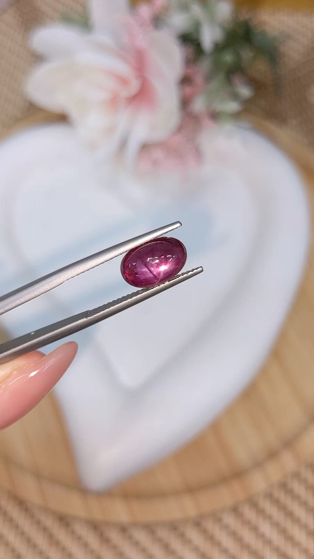 4.64 Ct. Purplish Red Star Ruby from Mozambique Size Video
