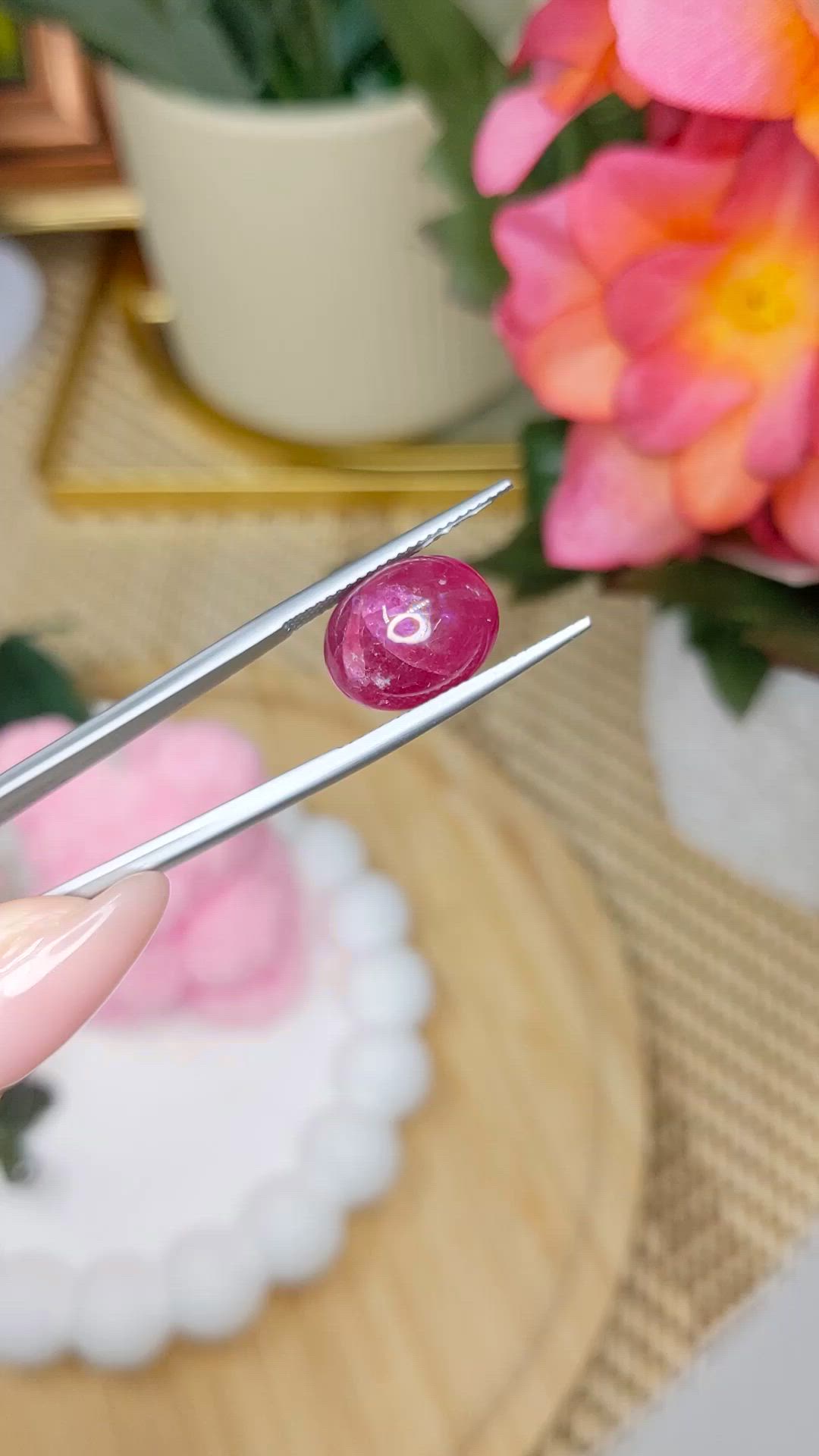 11.28 Ct. Pinkish Red Cabochon Ruby from Mozambique Size Video