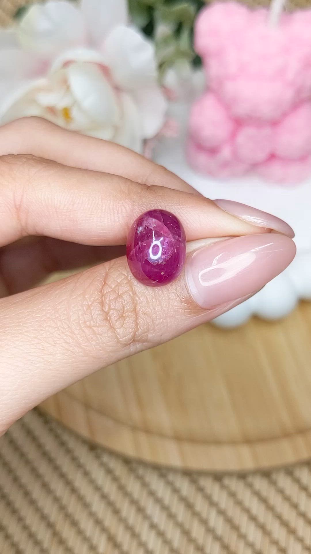 11.28 Ct. Pinkish Red Cabochon Ruby from Mozambique Size Video