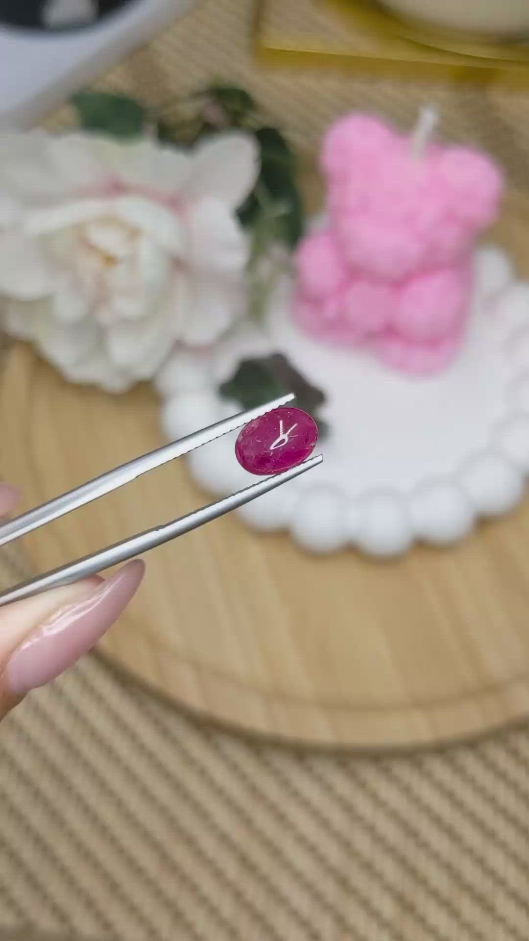 3.07 Ct. Purplish Red Cabochon Ruby from Tanzania Size Video