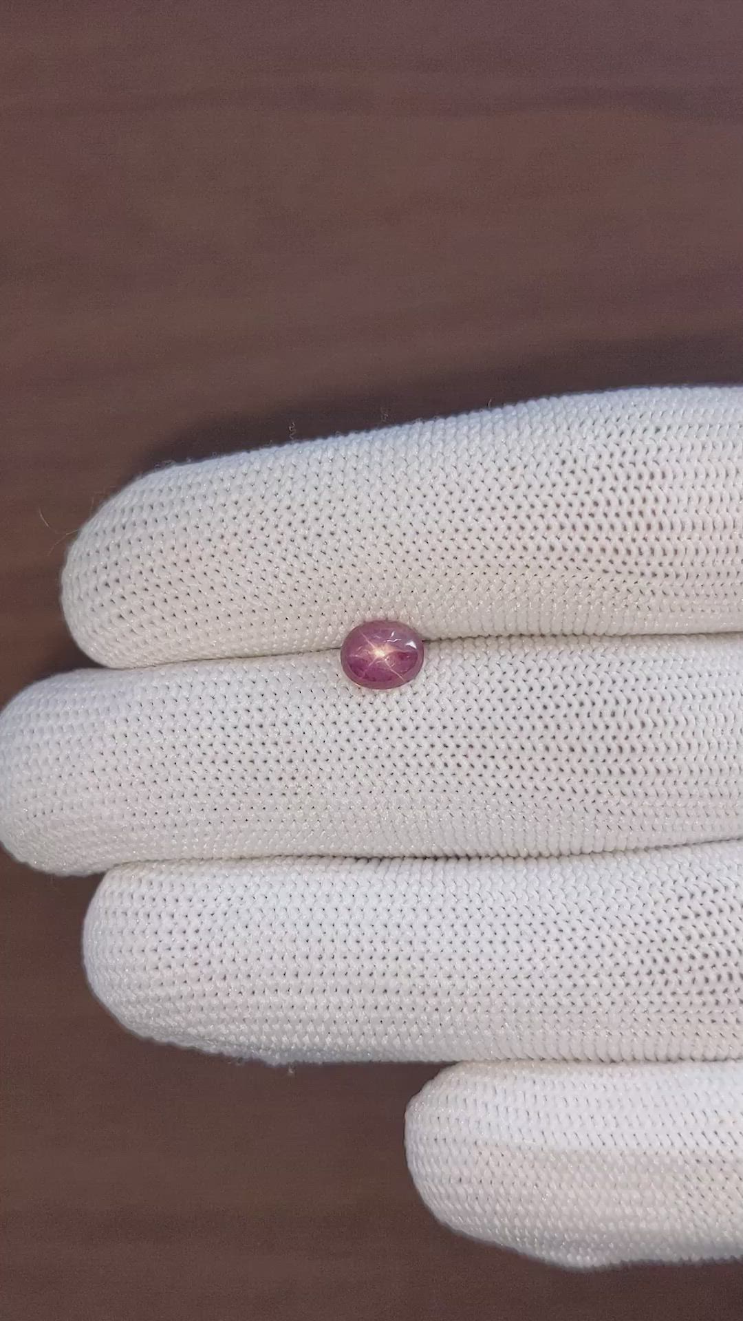 1.24 Ct. Purplish Red Star Ruby from Ceylon (Sri Lanka) Size Video