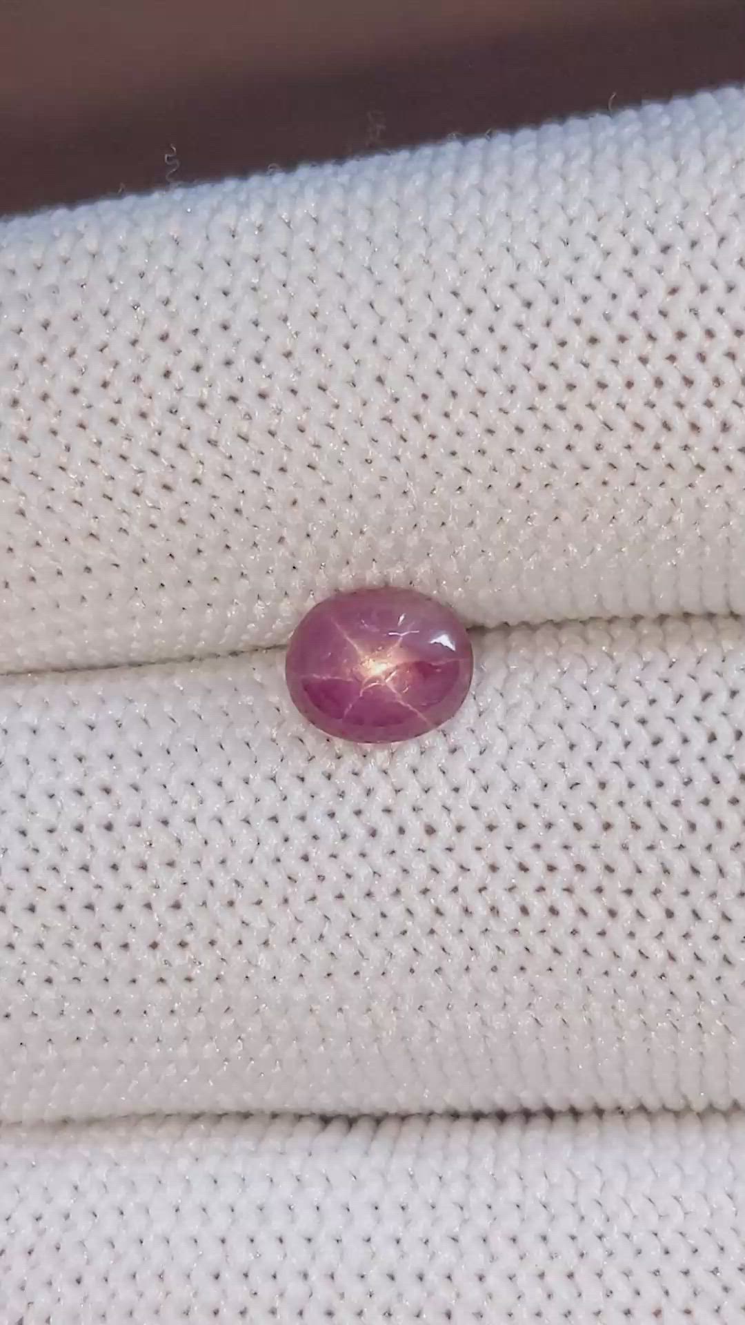 1.24 Ct. Purplish Red Star Ruby from Ceylon (Sri Lanka) Size Video