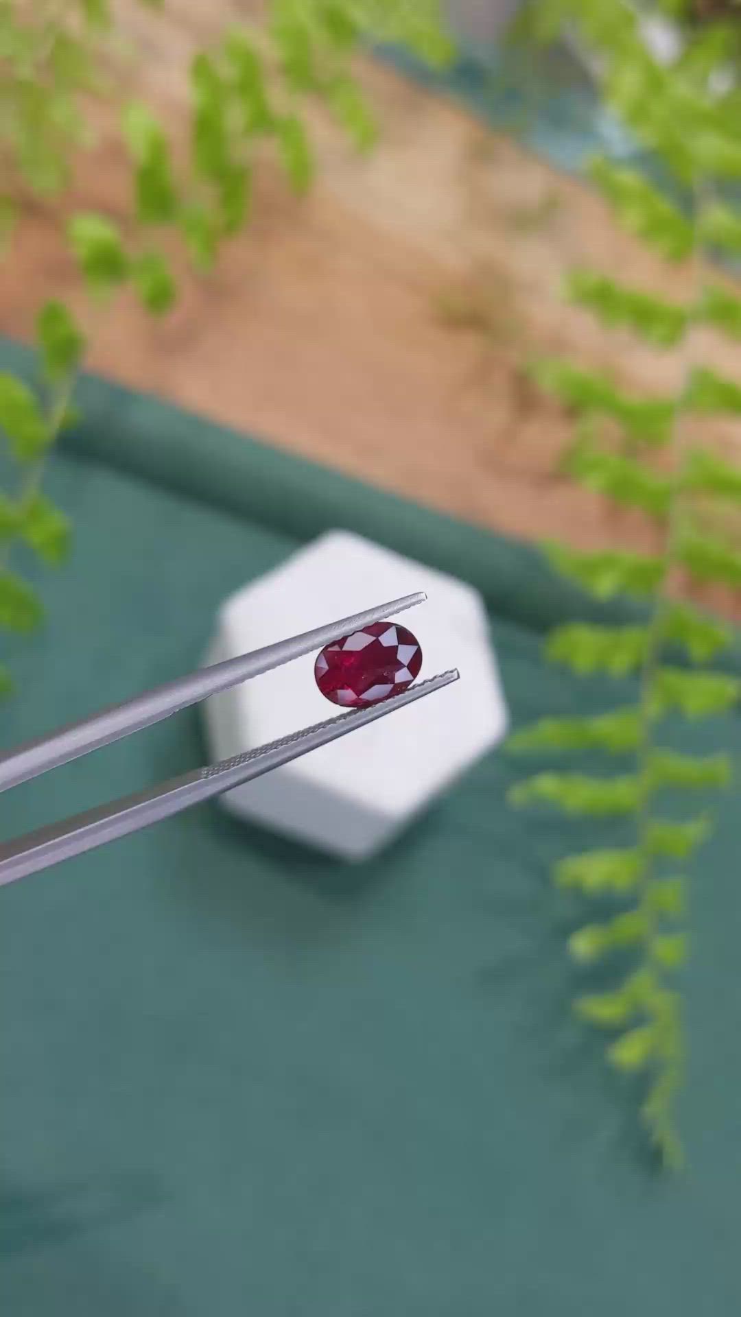 1.68 Ct. Purplish Red Ruby from Mozambique Size Video