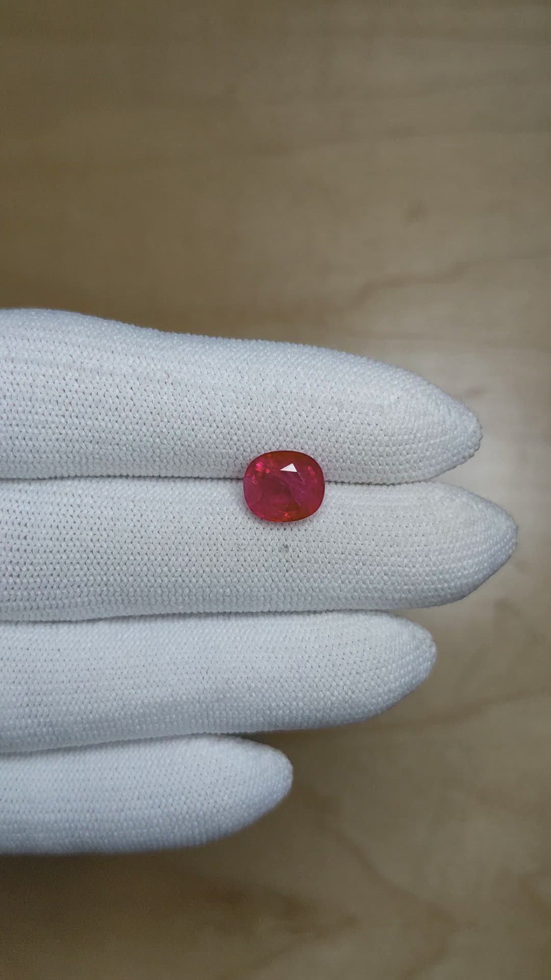 3.03 Ct. Pinkish Red Ruby from Burma (Myanmar) Size Video
