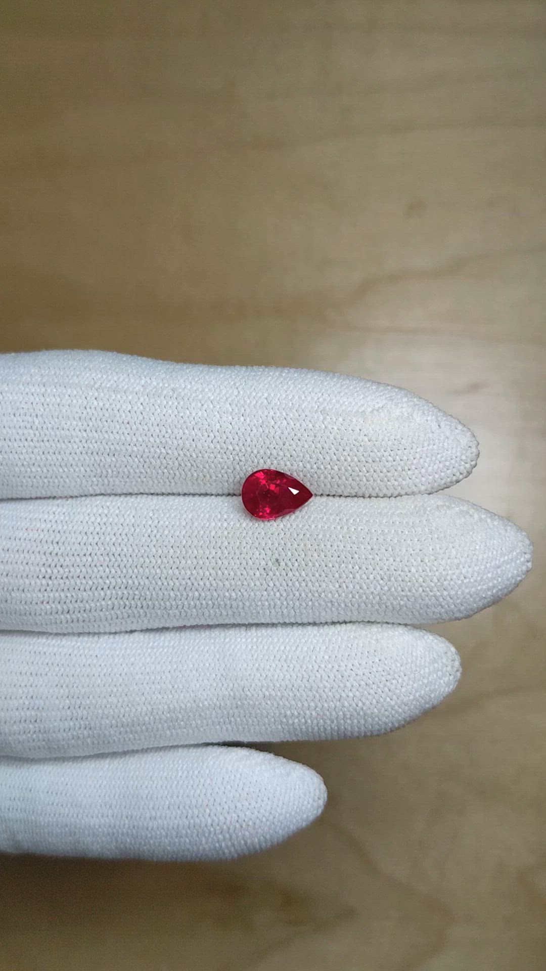 1.45 Ct. Pinkish Red Ruby from Burma (Myanmar) Size Video