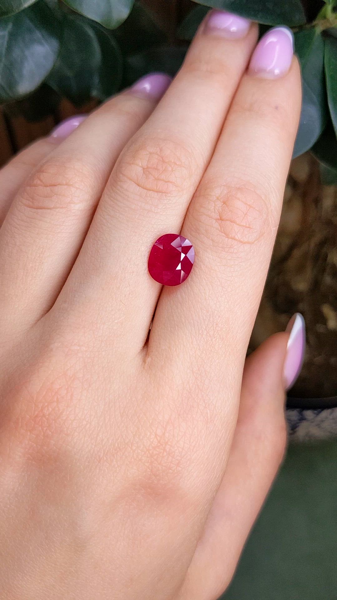 3.69 Ct. Pinkish Red Ruby from Mozambique Size Video