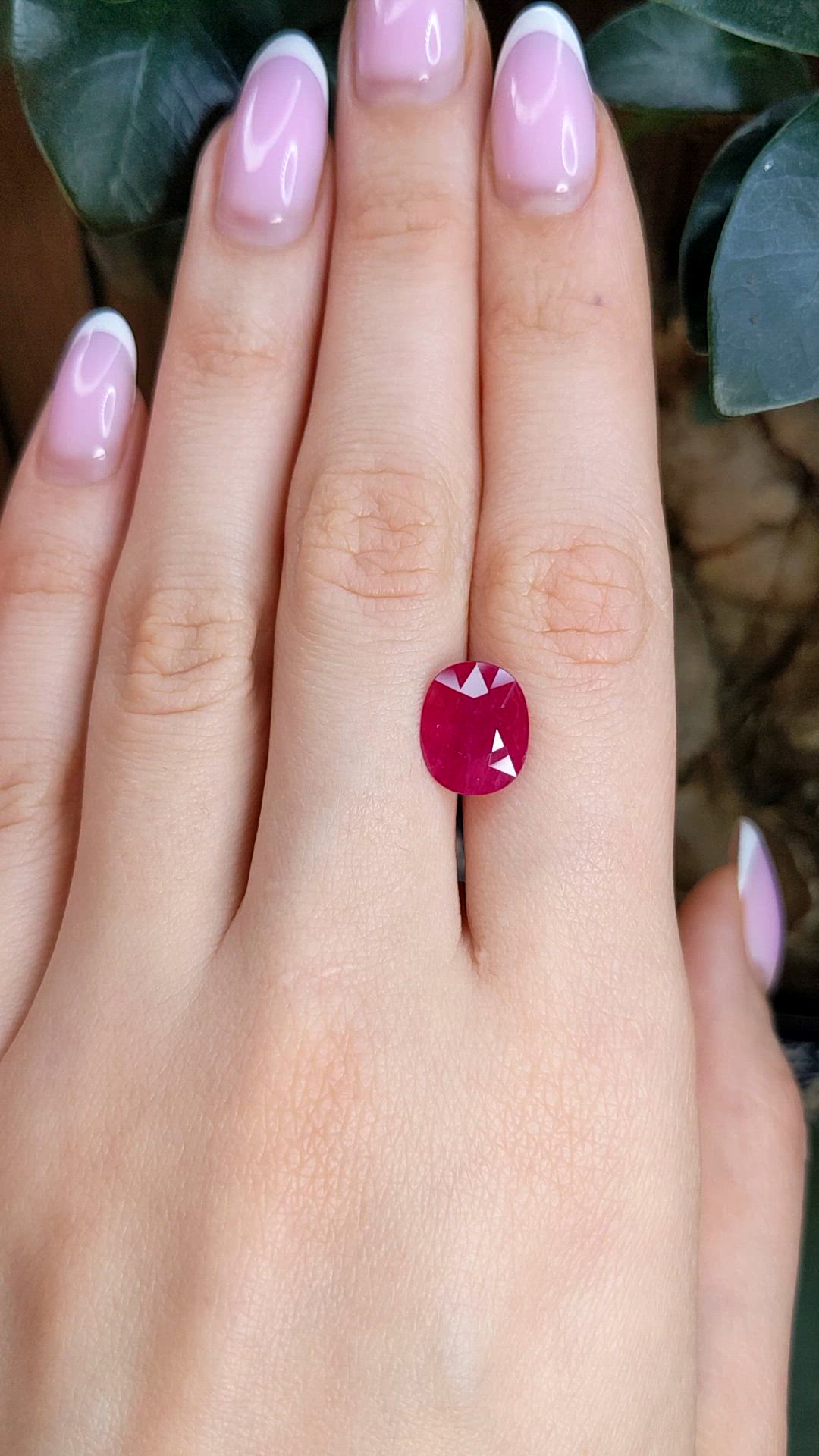 4.32 Ct. Pinkish Red Ruby from Mozambique Size Video