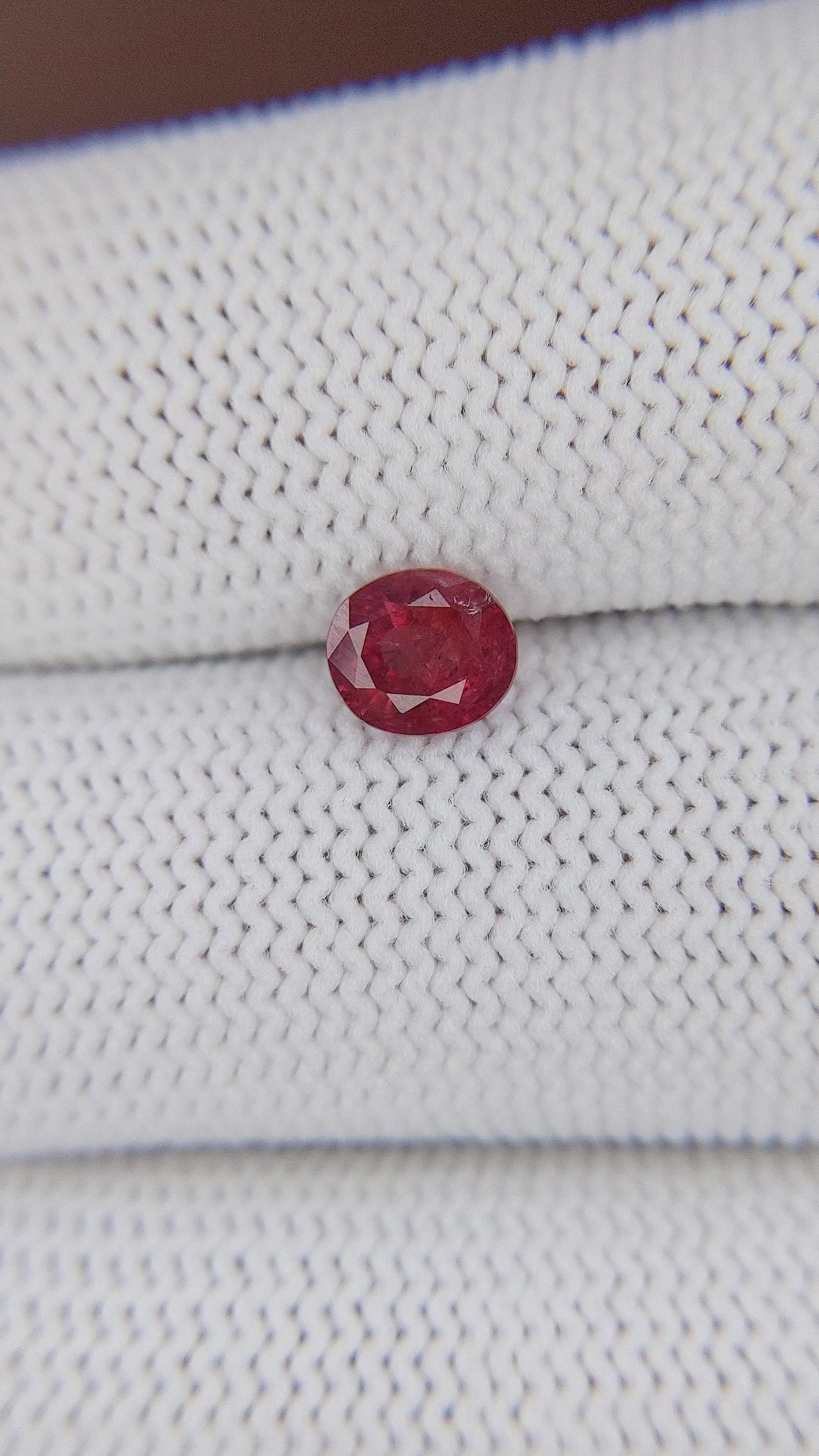 1.04 Ct. Pinkish Red Ruby from Madagascar Size Video