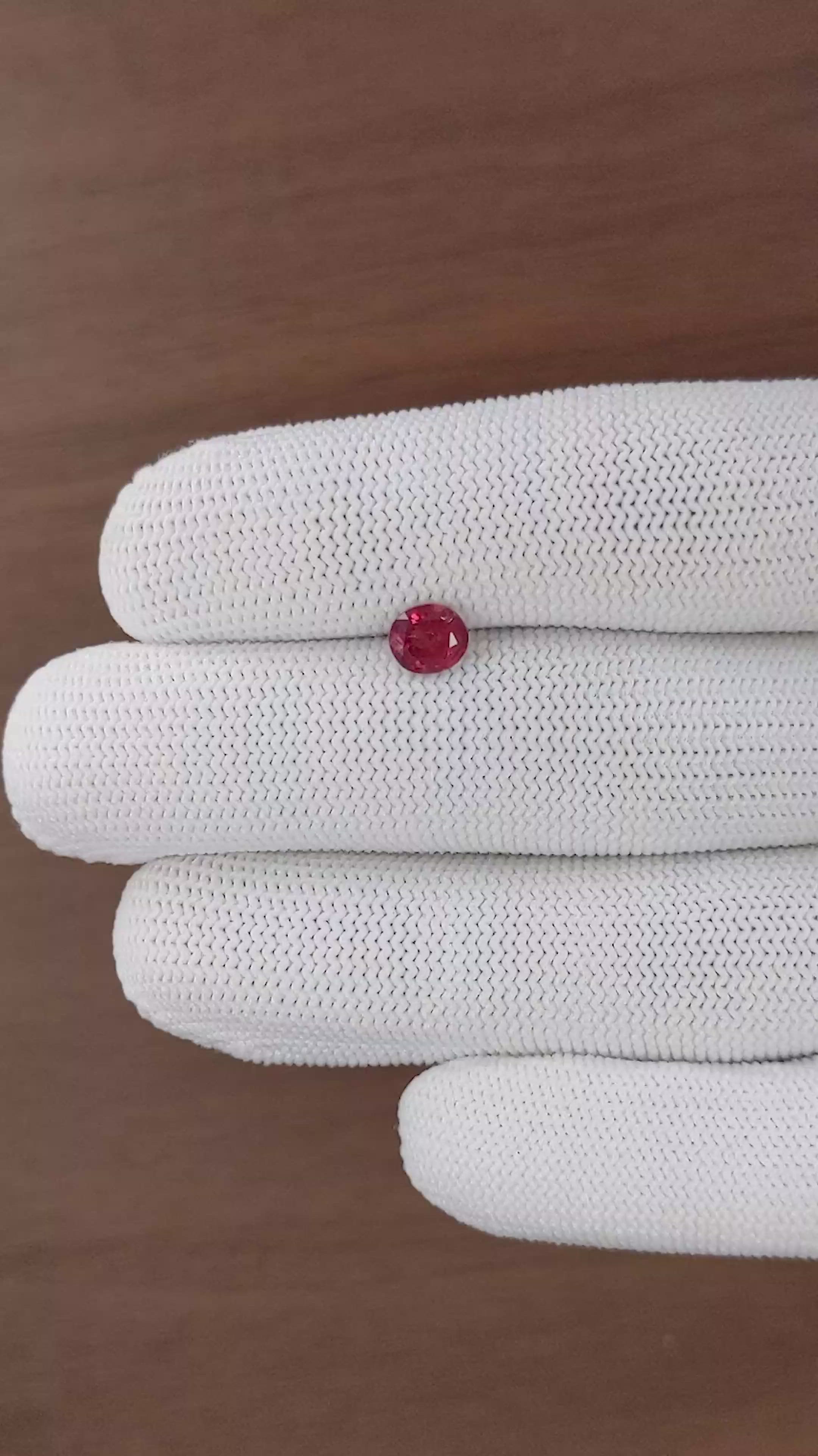 1.04 Ct. Pinkish Red Ruby from Madagascar Size Video