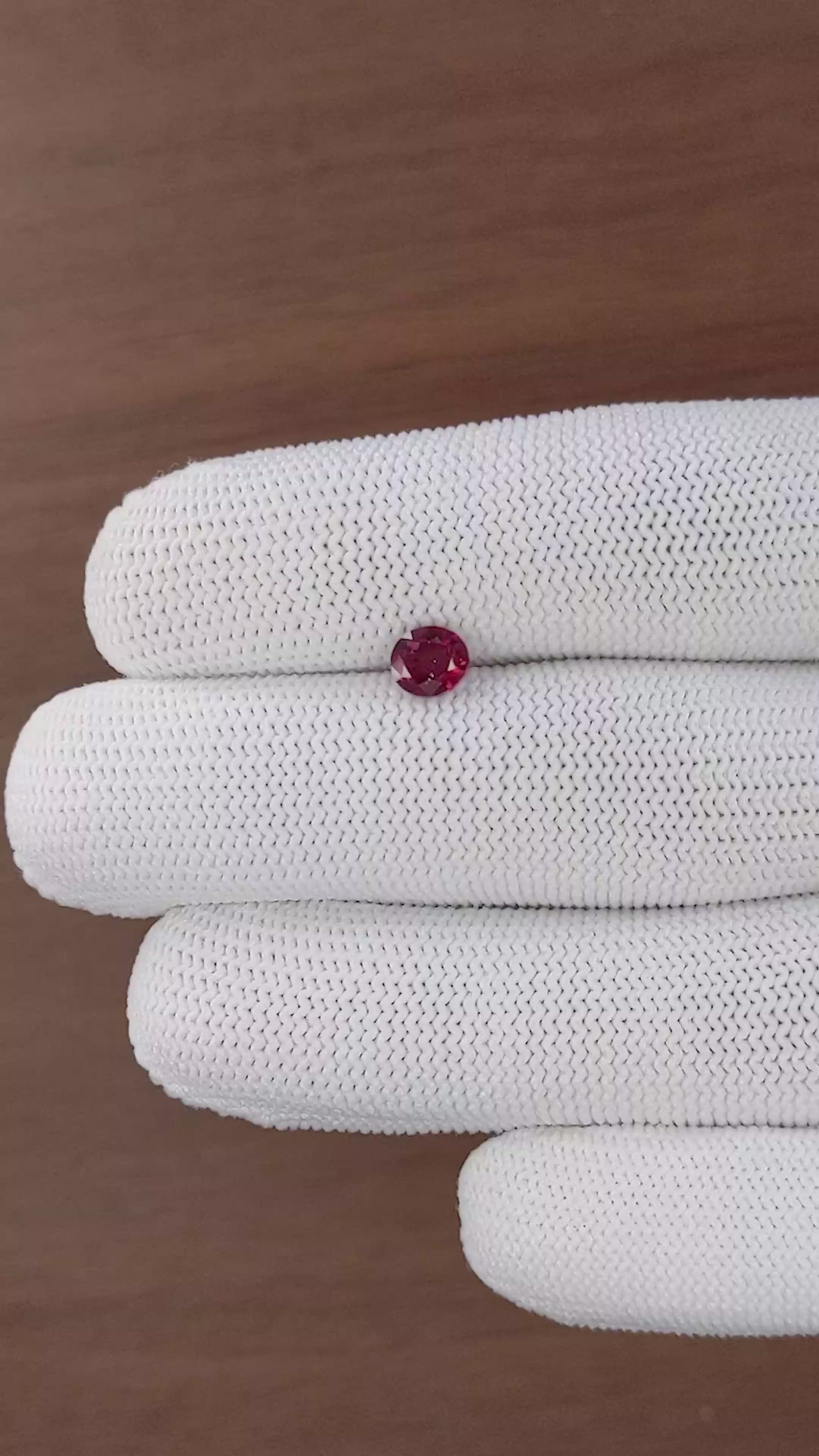 1.00 Ct. Pinkish Red Ruby from Madagascar Size Video