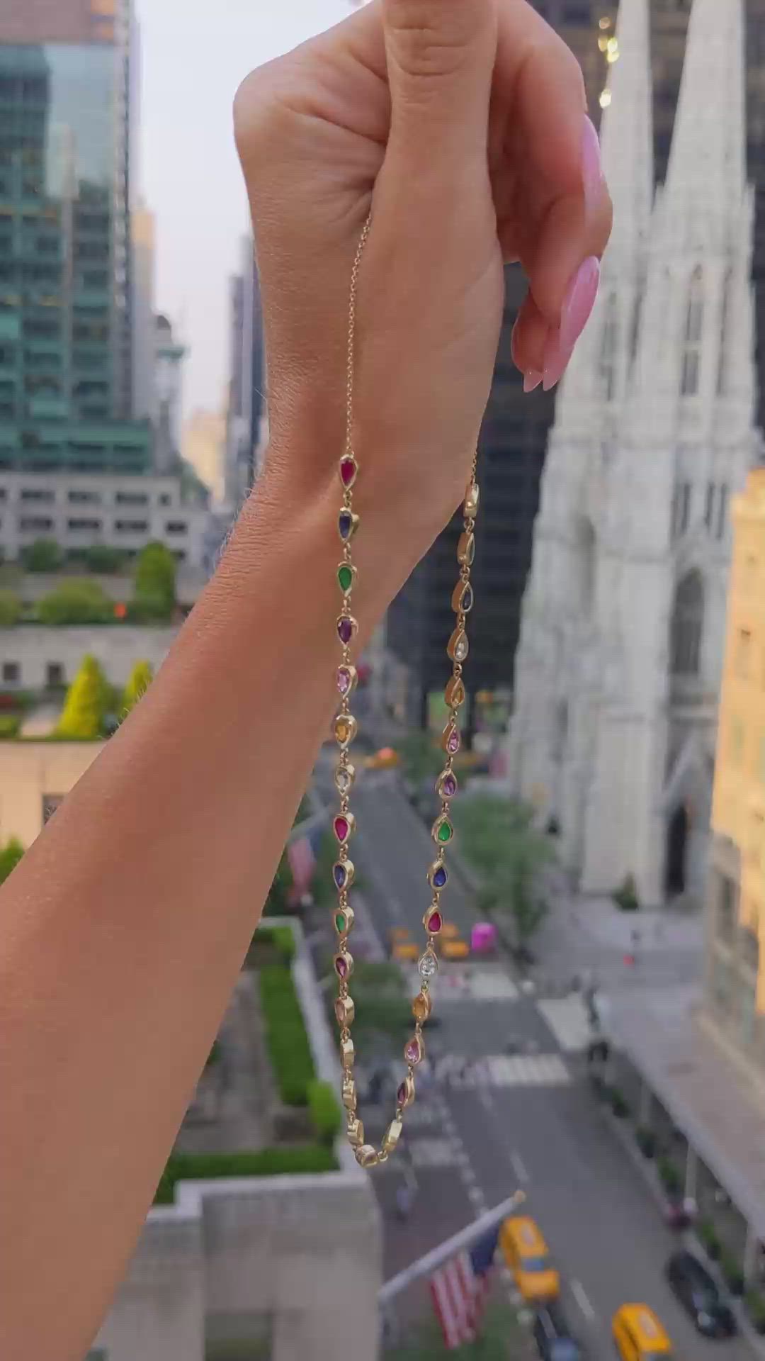 0.95 Ct. Sapphire Sapphire Bezel Necklace, 14K Yellow Gold Size Video