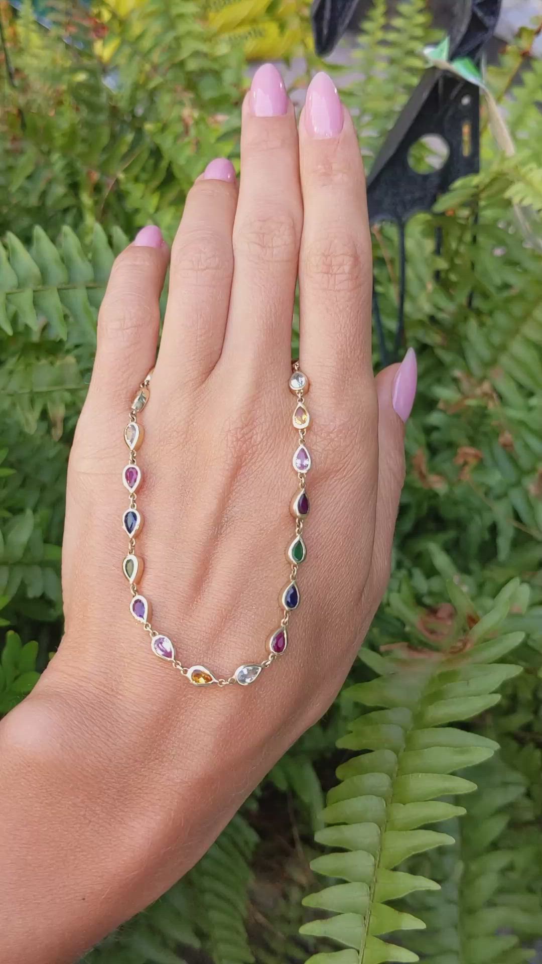 0.95 Ct. Sapphire Sapphire Bezel Necklace, 14K Yellow Gold Size Video