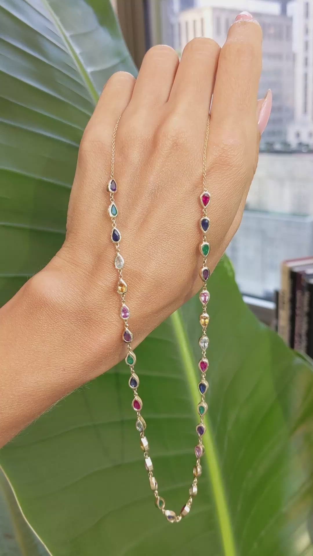 0.95 Ct. Sapphire Sapphire Bezel Necklace, 14K Yellow Gold Size Video