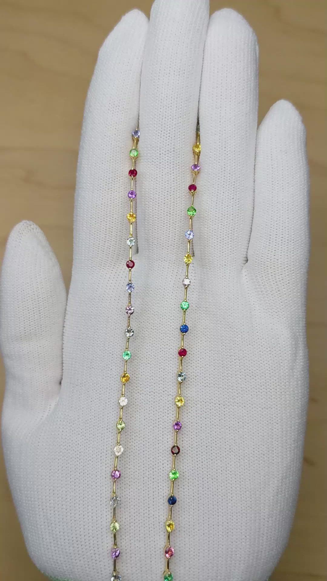 2.45&nbsp;Ct.Tw.Total Carat Weight Sapphire, Aquamarine, Ruby, Emerald, Peridot, Citrine, Tourmaline, Amethyst and Garnet Multi Stone Necklace, 14K Yellow Gold Size Video